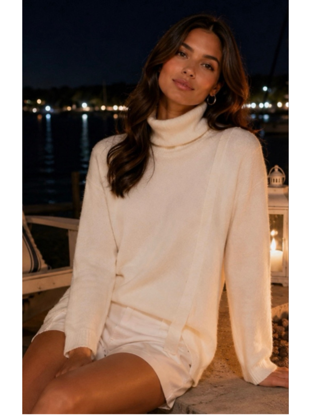 New Cullen Cream Cashmere Turtleneck Sweater M